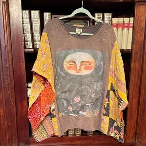 Jaded Gypsy    Moon.  Graphic Poncho Top